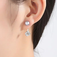 Rose Flower Freshwater Pearl Sterling Silver Earrings