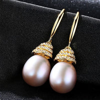 Waterdrop Freshwater Pearl Screw-Back Earrings