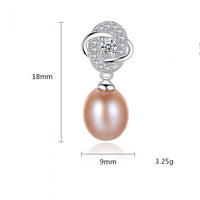 Crystal Flower Natural Pearl Sterling Silver Drop Earrings