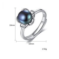 Flower Half-Round Freshwater Pearl Adjustable 925 Silver Ring