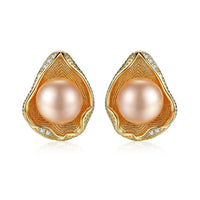 Round Freshwater Pearl Shell Stud Earrings