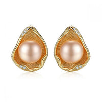 Round Freshwater Pearl Shell Stud Earrings