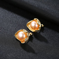 Round Freshwater Pearl Shell Stud Earrings