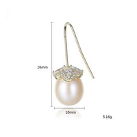 Crystal Flower Freshwater Pearl 925 Silver Dangle Earrings