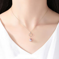 Round Circle Freshwater Pearl 925 Silver Necklace