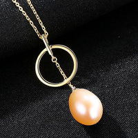 Round Circle Freshwater Pearl 925 Silver Necklace