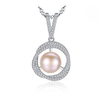 Freshwater Pearl Twisted Crystal Circle 925 Silver Necklace