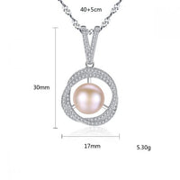 Freshwater Pearl Twisted Crystal Circle 925 Silver Necklace