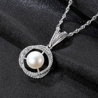 Freshwater Pearl Twisted Crystal Circle 925 Silver Necklace