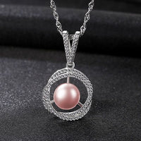 Freshwater Pearl Twisted Crystal Circle 925 Silver Necklace