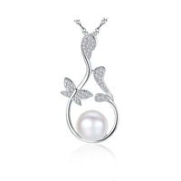 Freshwater Pearl Crystal Flower Branch Necklace