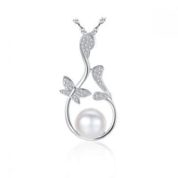 Freshwater Pearl Crystal Flower Branch Necklace