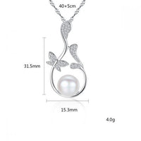 Freshwater Pearl Crystal Flower Branch Necklace