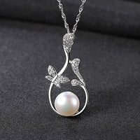Freshwater Pearl Crystal Flower Branch Necklace