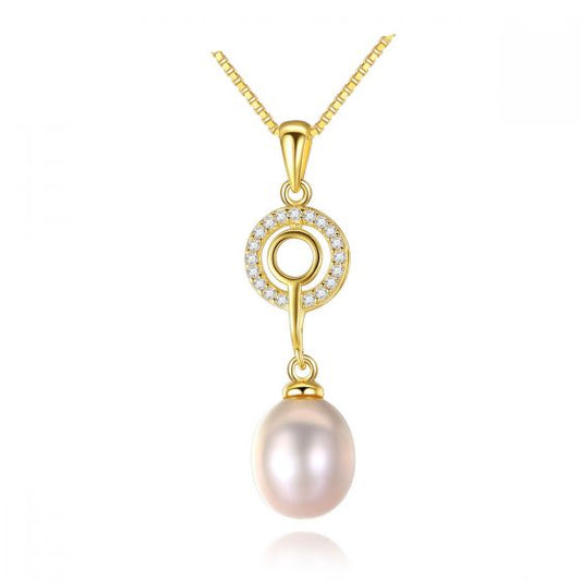 Natural Pearl CZ 925 Sterling Silver Necklace