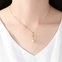 Natural Pearl Crystal 925 Sterling Silver Necklace