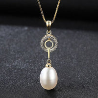 Natural Pearl Crystal 925 Sterling Silver Necklace