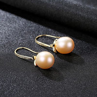 Natural Pearl and Crystal Flower Dangling Earrings, 925 Sterling Silver