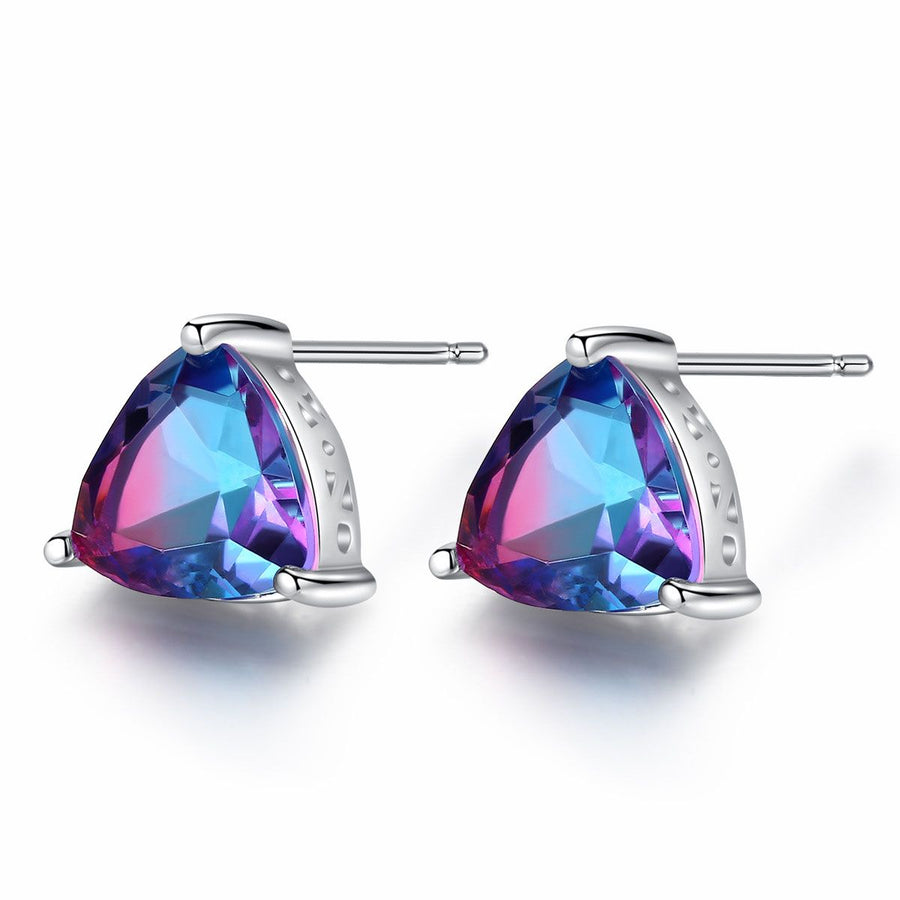 Created Russian Emerald Sterling Silver Stud Earrings