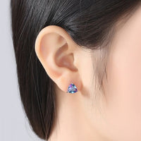 Created Russian Emerald Sterling Silver Stud Earrings