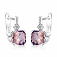 Radiant Morganite Hoop Earrings in 925 Sterling Silver