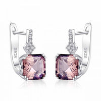 Radiant Morganite Hoop Earrings in 925 Sterling Silver