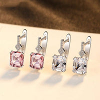 Radiant Morganite Hoop Earrings in 925 Sterling Silver