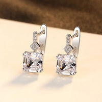 Radiant Morganite Hoop Earrings in 925 Sterling Silver