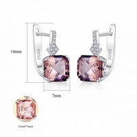 Radiant Morganite Hoop Earrings in 925 Sterling Silver