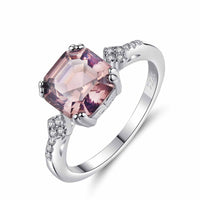 Radiant Morganite Ring in 925 Sterling Silver