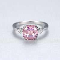 Radiant Morganite Ring in 925 Sterling Silver