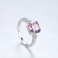 Radiant Morganite Ring in 925 Sterling Silver