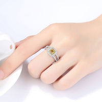 Modern Yellow Round Crystal Geometry 925 Sterling Silver Ring