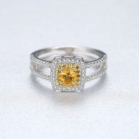 Modern Yellow Round Crystal Geometry 925 Sterling Silver Ring