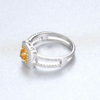 Modern Yellow Round Crystal Geometry 925 Sterling Silver Ring