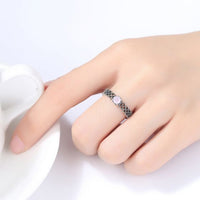 Vintage Hollow Rose Quartz 925 Sterling Silver Adjustable Ring