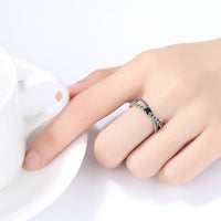 Vintage Black Crystal Cross Adjustable Ring