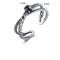 Vintage Black Crystal Cross Adjustable Ring