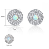 Created Opal Round Disc Stud Earrings, 925 Sterling Silver