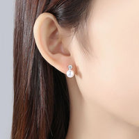 Shell Pearl and Crystal 925 Sterling Stud Earrings