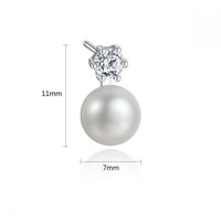 Shell Pearl and Crystal 925 Sterling Stud Earrings