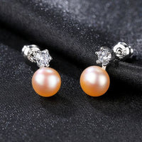 Shell Pearl and Crystal 925 Sterling Stud Earrings