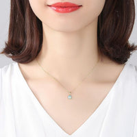 Round Created Opal Necklace in 925 Sterling Silver