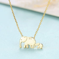 Mother and Child Elephant 925 Sterling Silver Necklace