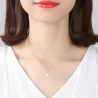Round Created Opal Pendant Necklace in 925 Sterling Silver