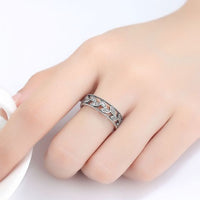 Vintage Crystal Leaf Sterling Silver Adjustable Ring