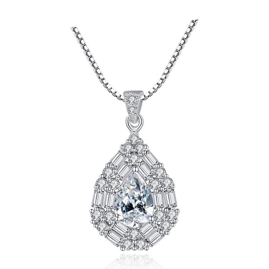 Cubic Zirconia Waterdrop 925 Sterling Silver Necklace
