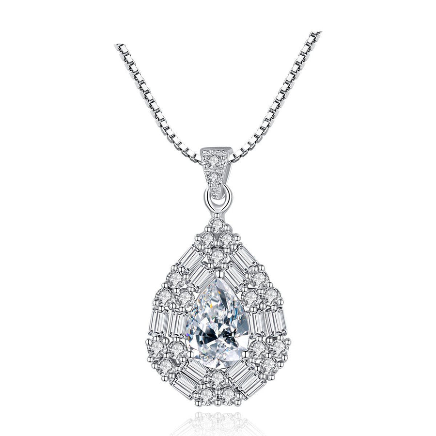 Cubic Zirconia Waterdrop 925 Sterling Silver Necklace