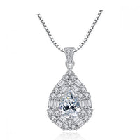 Cubic Zirconia Waterdrop 925 Sterling Silver Necklace