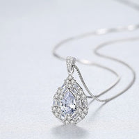Cubic Zirconia Waterdrop 925 Sterling Silver Necklace